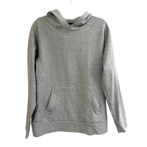 BYLT Gray Grey Front-Pocket Hooded Hoodie Pullover Sweatshirt - Sz Small - Picture 1 of 4